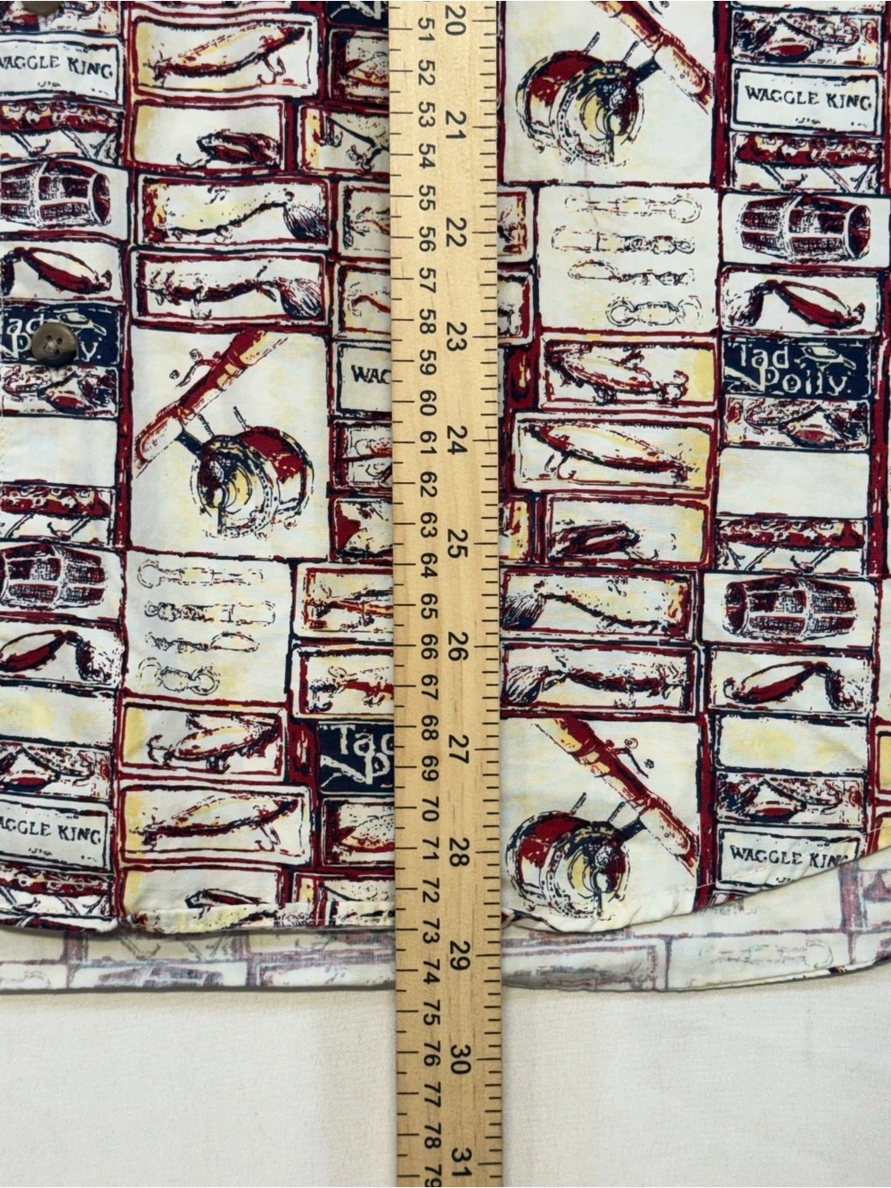 Men's Short-Sleeve Button-Down Shirt - White with Red & Brown Print - Picture 2 of 7